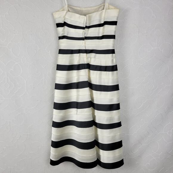 BCBG Maxazria Dress 2 Black Ivory Striped Classic A-Line Minimalist - Picture 2 of 15